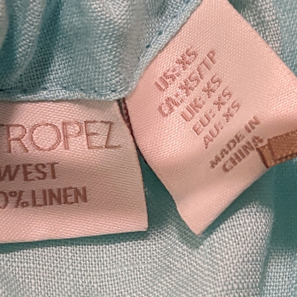 Light Blue Linen Dress with Beaded Necklace Collar - Picture 3 of 4